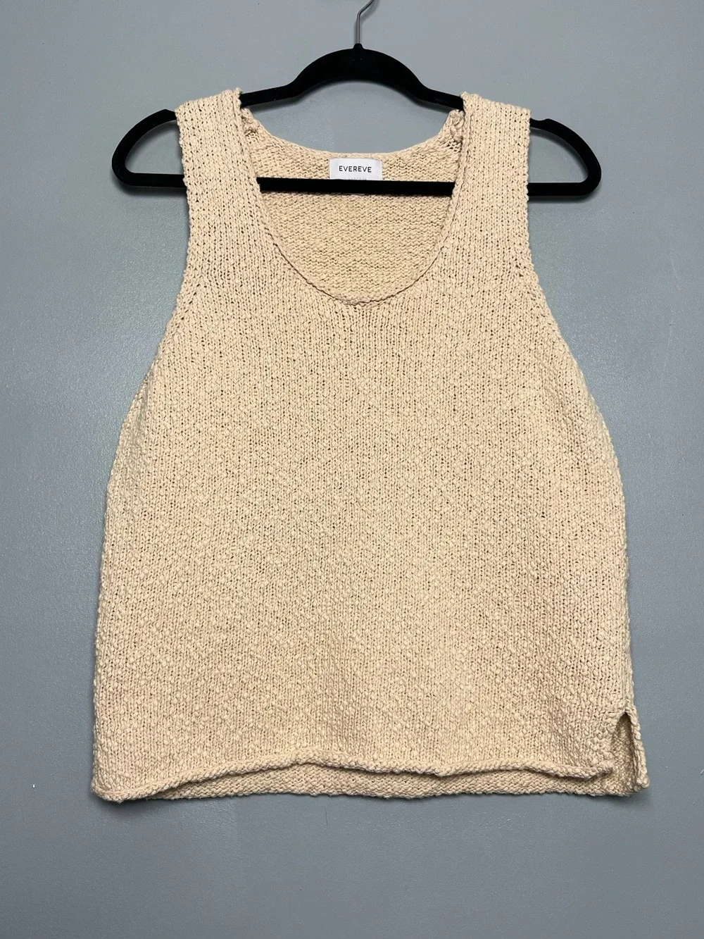 EVEREVE Marlowe Sweater Tank Chunky Knit Cotton Sleeveless Cream Women’s Size M